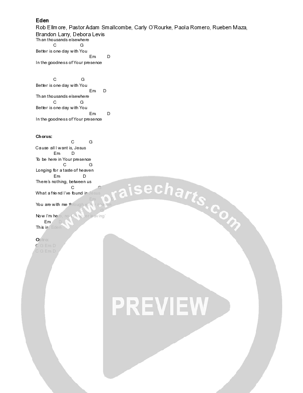 Eden Chord Chart (Vive Worship)