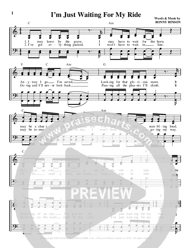 I'm Just Waiting For My Ride Lead Sheet (The Hoppers)