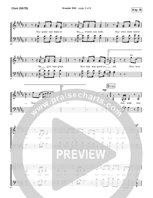 Greater Still Choir Sheet (SATB) (Brandon Lake / Essential Worship)