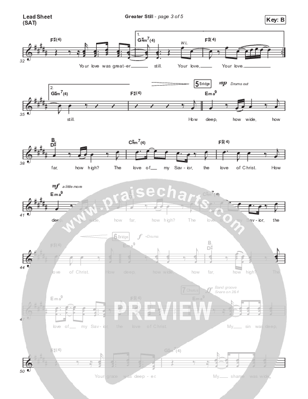 Greater Still Lead Sheet (SAT) (Brandon Lake / Essential Worship)