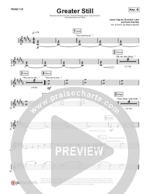 Greater Still Violin 1/2 (Brandon Lake / Essential Worship)