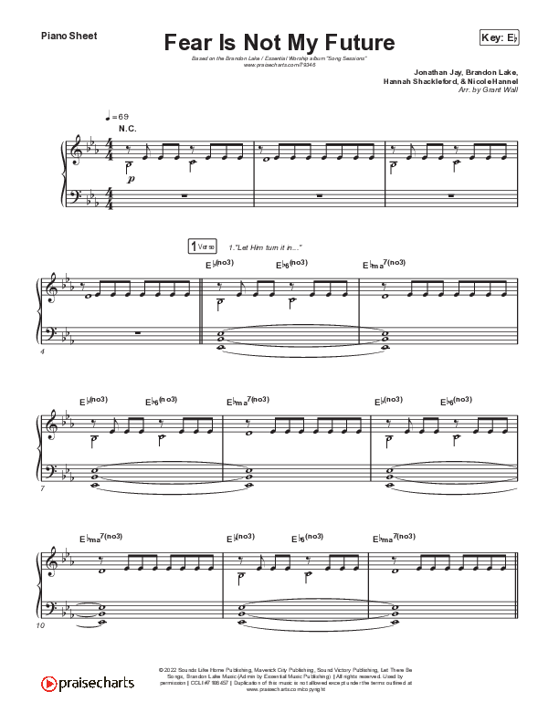 Fear Is Not My Future Piano Sheet (Brandon Lake / Essential Worship)