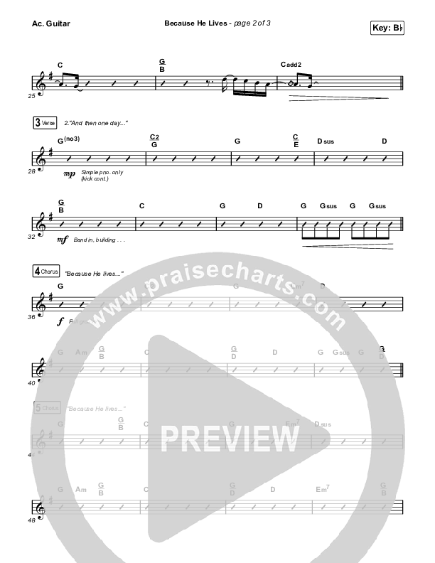 Because He Lives (Choral Anthem SATB) Acoustic Guitar (The Worship Initiative / John Marc Kohl / Arr. Luke Gambill)