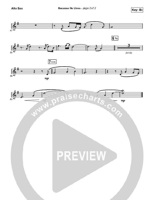 Because He Lives (Choral Anthem SATB) Alto Sax (The Worship Initiative / John Marc Kohl / Arr. Luke Gambill)