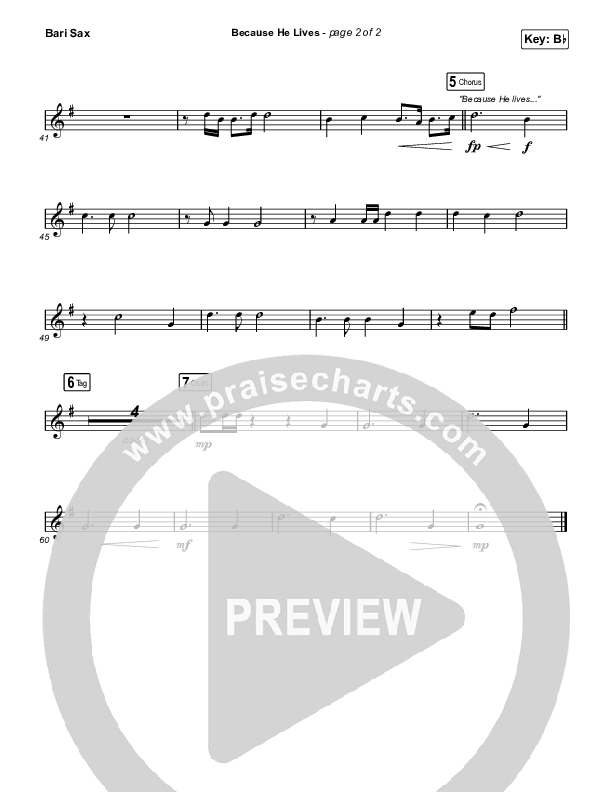 Because He Lives (Choral Anthem SATB) Bari Sax (The Worship Initiative / John Marc Kohl / Arr. Luke Gambill)