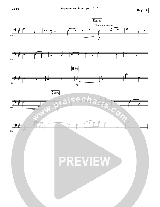 Because He Lives (Choral Anthem SATB) Cello (The Worship Initiative / John Marc Kohl / Arr. Luke Gambill)