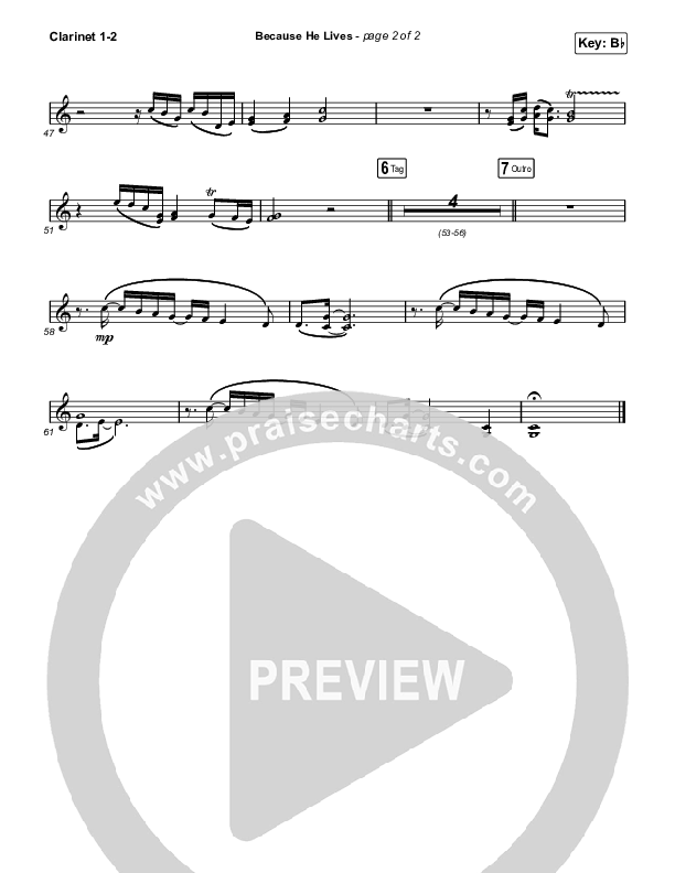 Because He Lives (Choral Anthem SATB) Clarinet 1,2 (The Worship Initiative / John Marc Kohl / Arr. Luke Gambill)