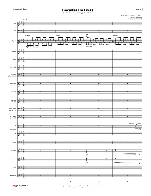 Because He Lives (Choral Anthem SATB) Orchestration (The Worship Initiative / John Marc Kohl / Arr. Luke Gambill)