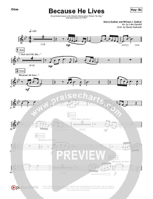 Because He Lives (Choral Anthem SATB) Oboe (The Worship Initiative / John Marc Kohl / Arr. Luke Gambill)