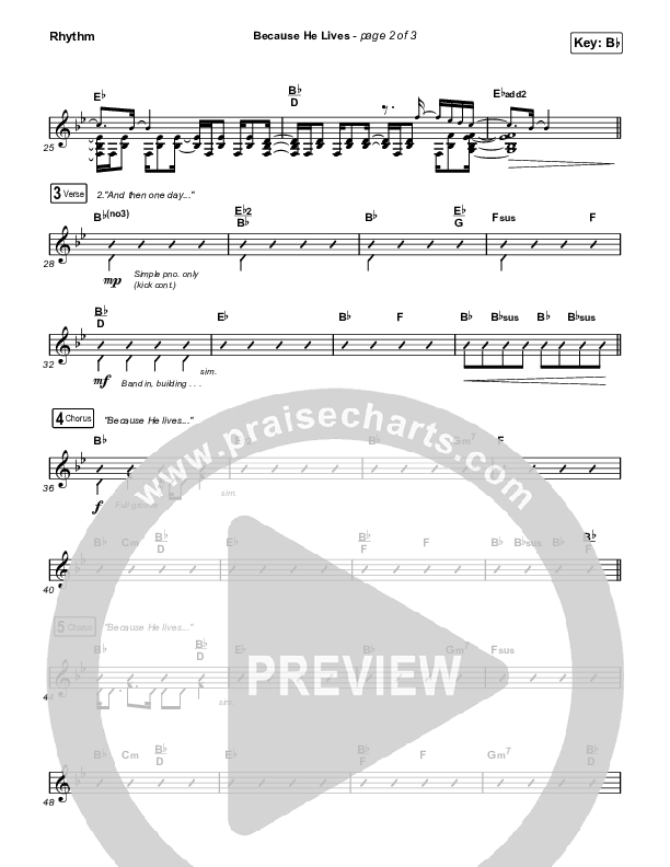 Because He Lives (Choral Anthem SATB) Rhythm Chart (The Worship Initiative / John Marc Kohl / Arr. Luke Gambill)