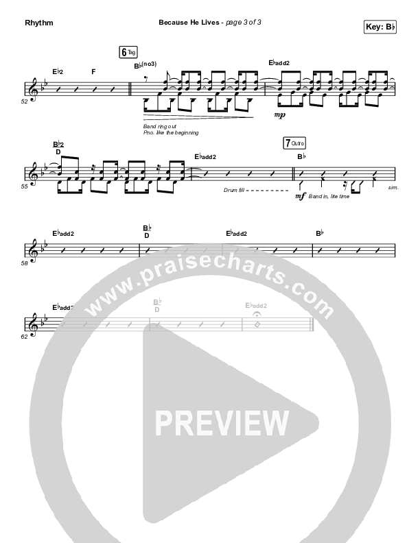 Because He Lives (Choral Anthem SATB) Rhythm Chart (The Worship Initiative / John Marc Kohl / Arr. Luke Gambill)
