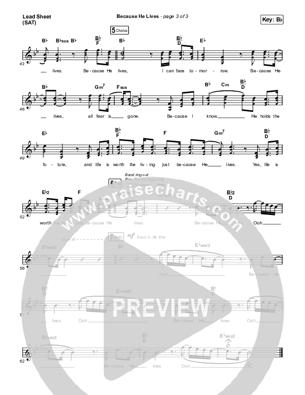 Because He Lives (Choral Anthem SATB) Lead Sheet (SAT) (The Worship Initiative / John Marc Kohl / Arr. Luke Gambill)