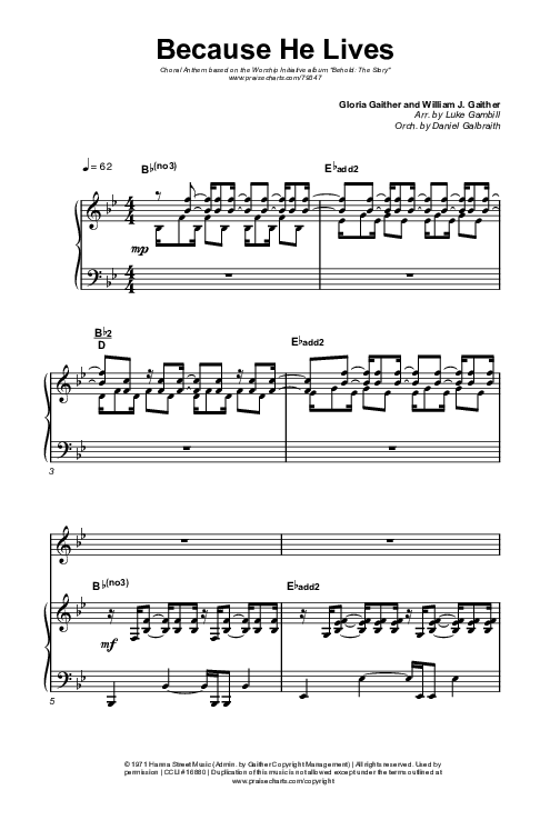 Because He Lives (Choral Anthem SATB) Octavo (SATB & Pno) (The Worship Initiative / John Marc Kohl / Arr. Luke Gambill)