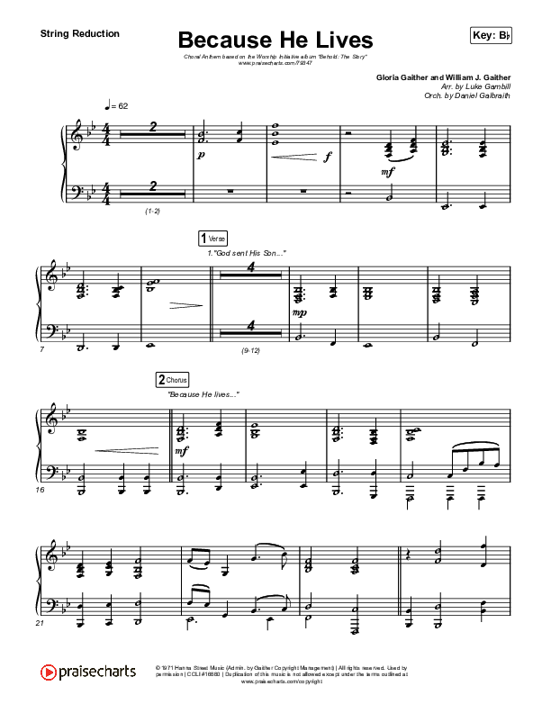 Because He Lives (Choral Anthem SATB) String Reduction (The Worship Initiative / John Marc Kohl / Arr. Luke Gambill)