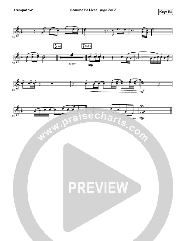 Because He Lives (Choral Anthem SATB) Trumpet 1,2 (The Worship Initiative / John Marc Kohl / Arr. Luke Gambill)