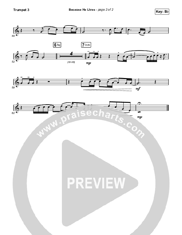 Because He Lives (Choral Anthem SATB) Trumpet 3 (The Worship Initiative / John Marc Kohl / Arr. Luke Gambill)
