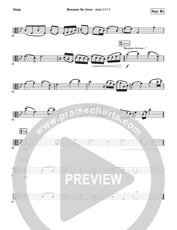 Because He Lives (Choral Anthem SATB) Viola (The Worship Initiative / John Marc Kohl / Arr. Luke Gambill)