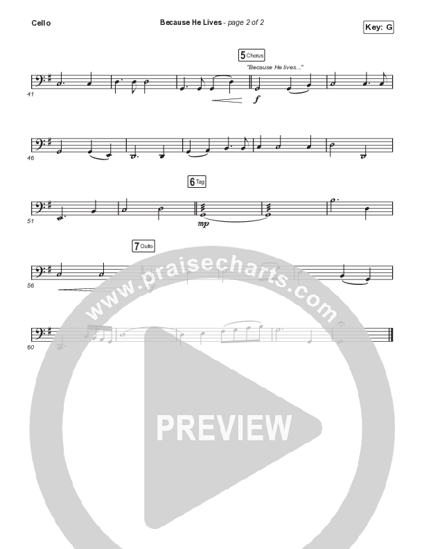 Because He Lives (Worship Choir SAB) Cello (The Worship Initiative / John Marc Kohl / Arr. Luke Gambill / Arr. Mason Brown)