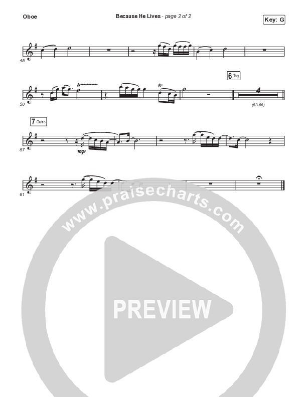 Because He Lives (Worship Choir SAB) Oboe (The Worship Initiative / John Marc Kohl / Arr. Luke Gambill / Arr. Mason Brown)