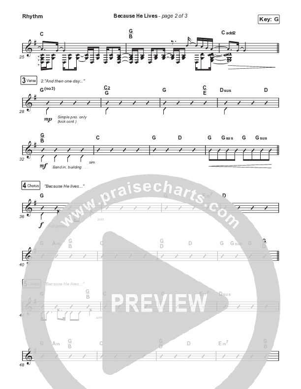 Because He Lives (Worship Choir SAB) Rhythm Chart (The Worship Initiative / John Marc Kohl / Arr. Luke Gambill / Arr. Mason Brown)