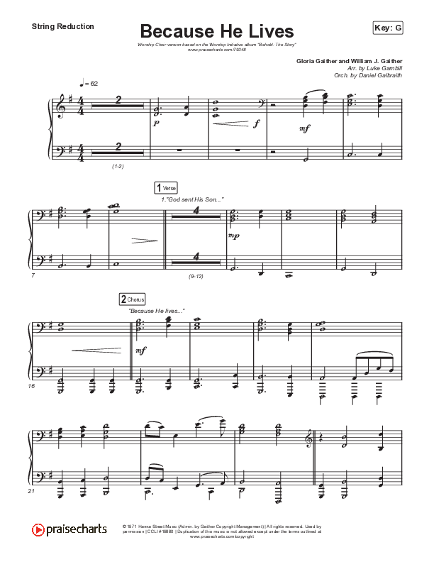 Because He Lives (Worship Choir SAB) String Reduction (The Worship Initiative / John Marc Kohl / Arr. Luke Gambill / Arr. Mason Brown)