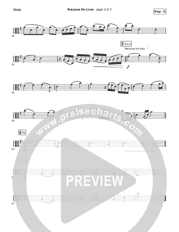 Because He Lives (Worship Choir SAB) Viola (The Worship Initiative / John Marc Kohl / Arr. Luke Gambill / Arr. Mason Brown)