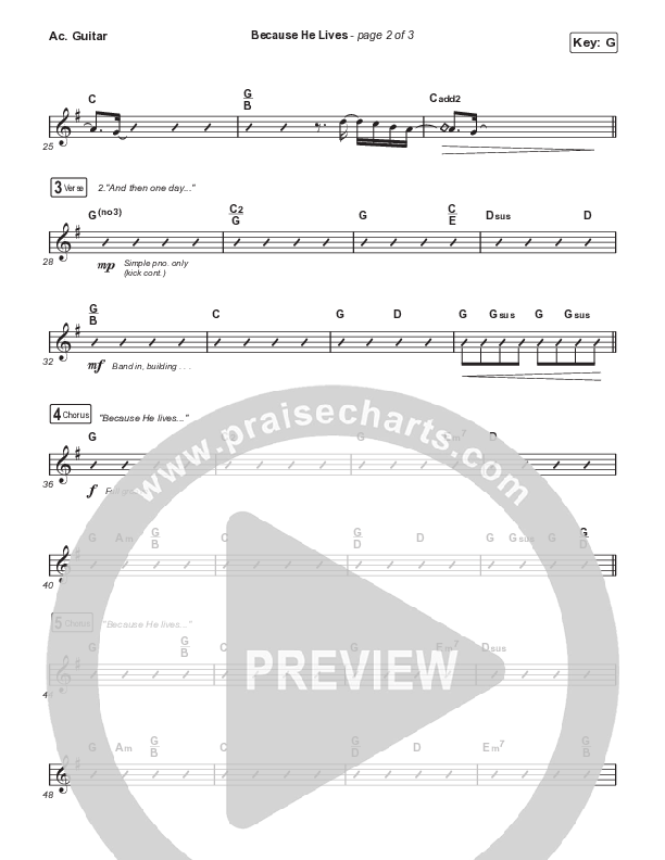 Because He Lives (Unison/2-Part Choir) Acoustic Guitar (The Worship Initiative / John Marc Kohl / Arr. Luke Gambill / Arr. Mason Brown)