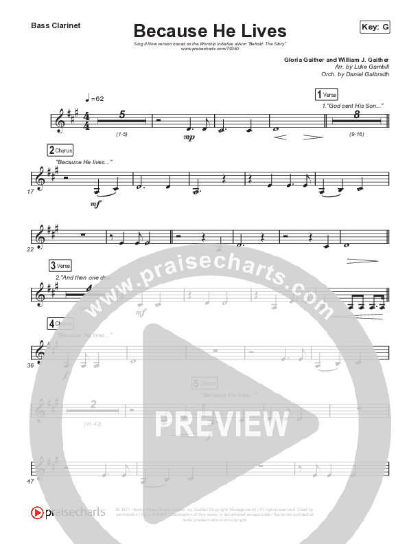 Because He Lives (Sing It Now SATB) Bass Clarinet (The Worship Initiative / John Marc Kohl / Arr. Luke Gambill / Arr. Mason Brown)