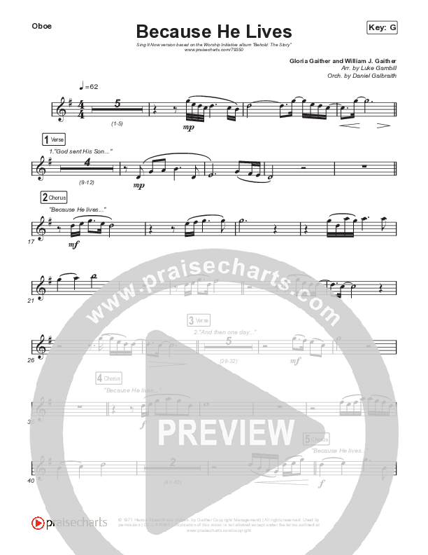 Because He Lives (Sing It Now SATB) Oboe (The Worship Initiative / John Marc Kohl / Arr. Luke Gambill / Arr. Mason Brown)