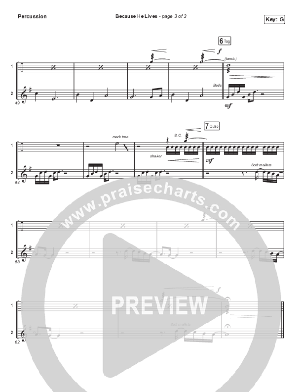 Because He Lives (Sing It Now SATB) Percussion (The Worship Initiative / John Marc Kohl / Arr. Luke Gambill / Arr. Mason Brown)