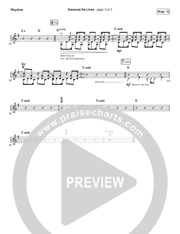 Because He Lives (Sing It Now SATB) Rhythm Chart (The Worship Initiative / John Marc Kohl / Arr. Luke Gambill / Arr. Mason Brown)