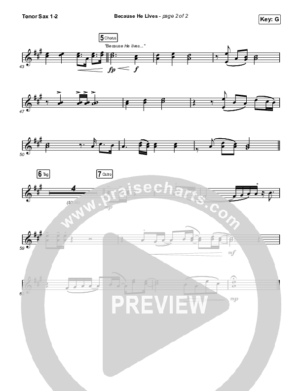 Because He Lives (Sing It Now SATB) Tenor Sax 1/2 (The Worship Initiative / John Marc Kohl / Arr. Luke Gambill / Arr. Mason Brown)