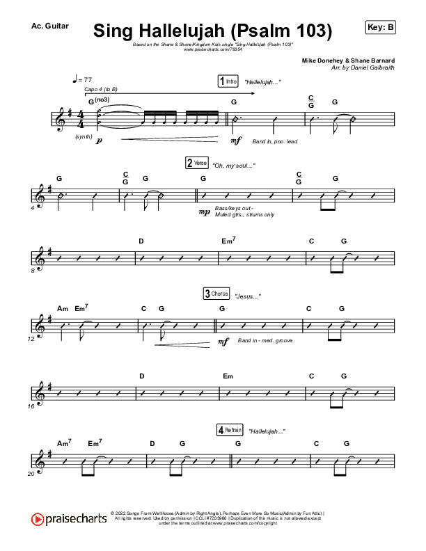 Sing Hallelujah (Psalm 103) Acoustic Guitar (Kingdom Kids / Shane & Shane)