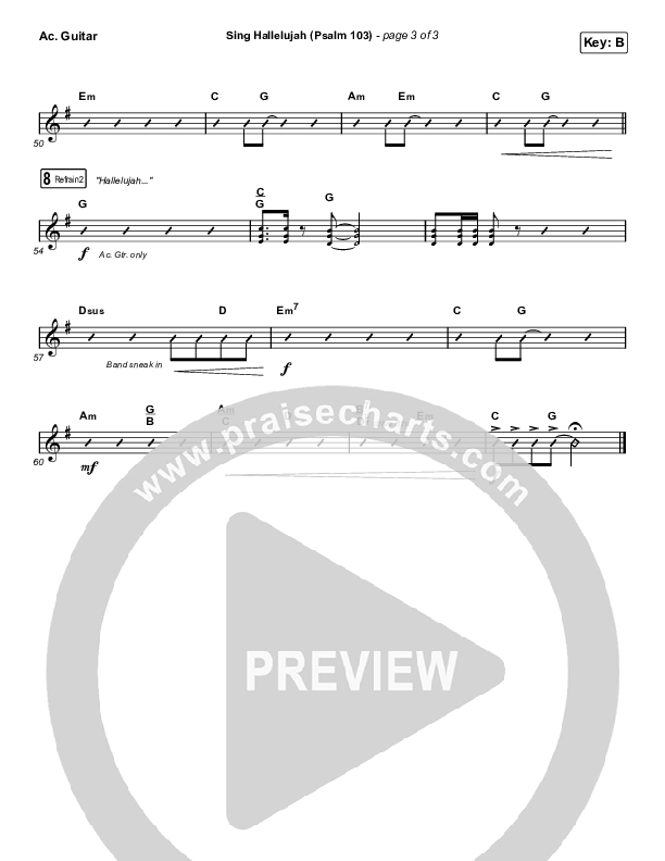 Sing Hallelujah (Psalm 103) Acoustic Guitar (Kingdom Kids / Shane & Shane)