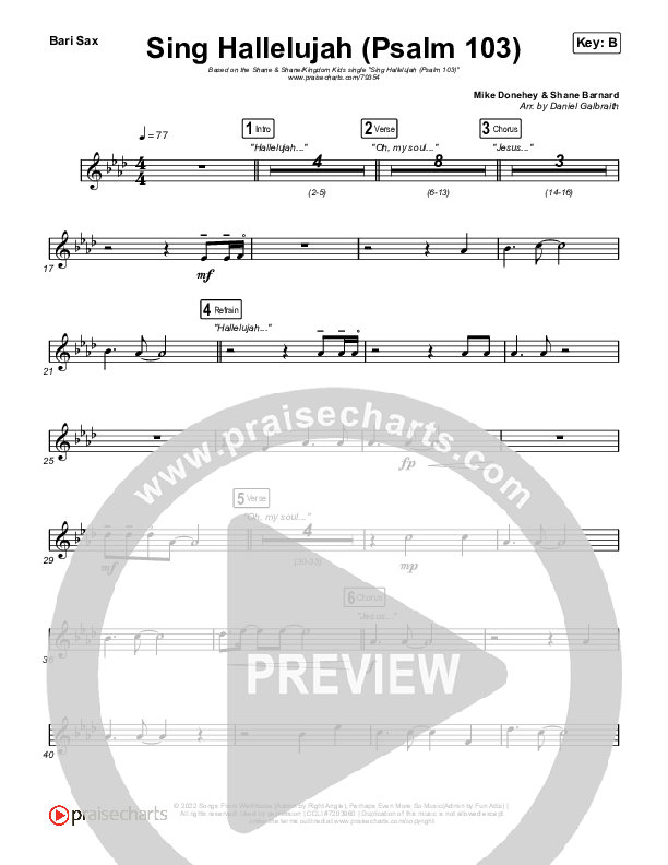 Sing Hallelujah (Psalm 103) Bari Sax (Kingdom Kids / Shane & Shane)