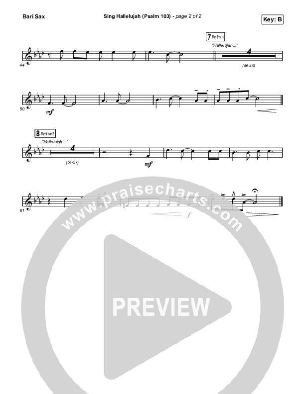 Sing Hallelujah (Psalm 103) Bari Sax (Kingdom Kids / Shane & Shane)