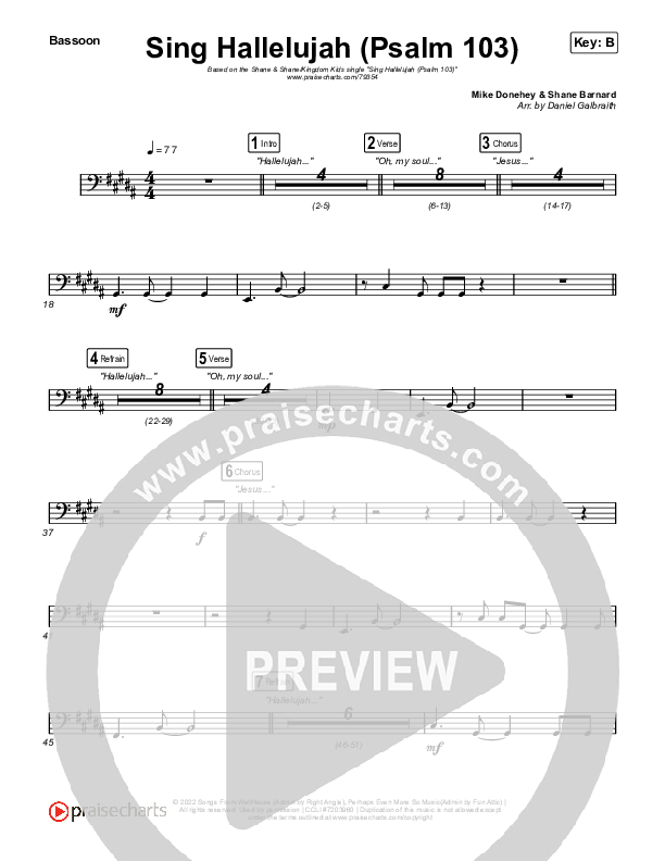Sing Hallelujah (Psalm 103) Bassoon (Kingdom Kids / Shane & Shane)
