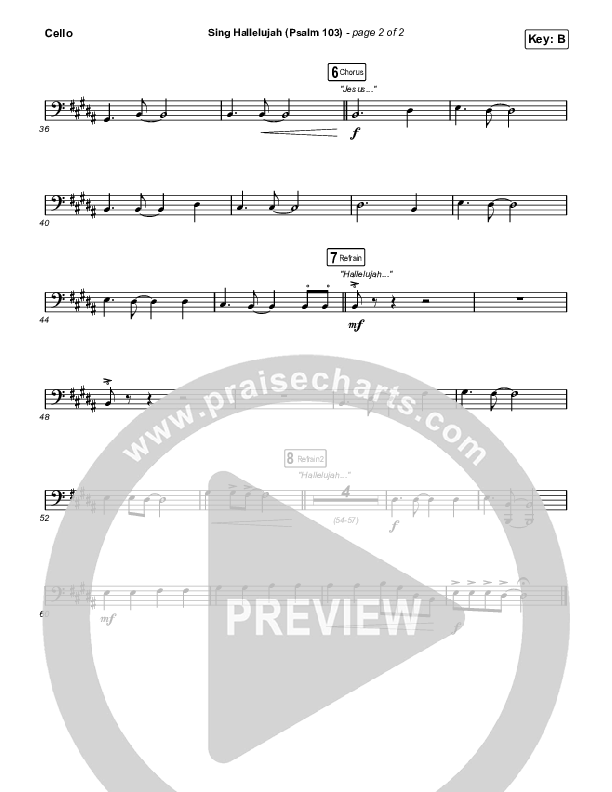 Sing Hallelujah (Psalm 103) Cello (Kingdom Kids / Shane & Shane)