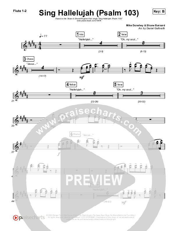 Sing Hallelujah (Psalm 103) Flute 1/2 (Kingdom Kids / Shane & Shane)