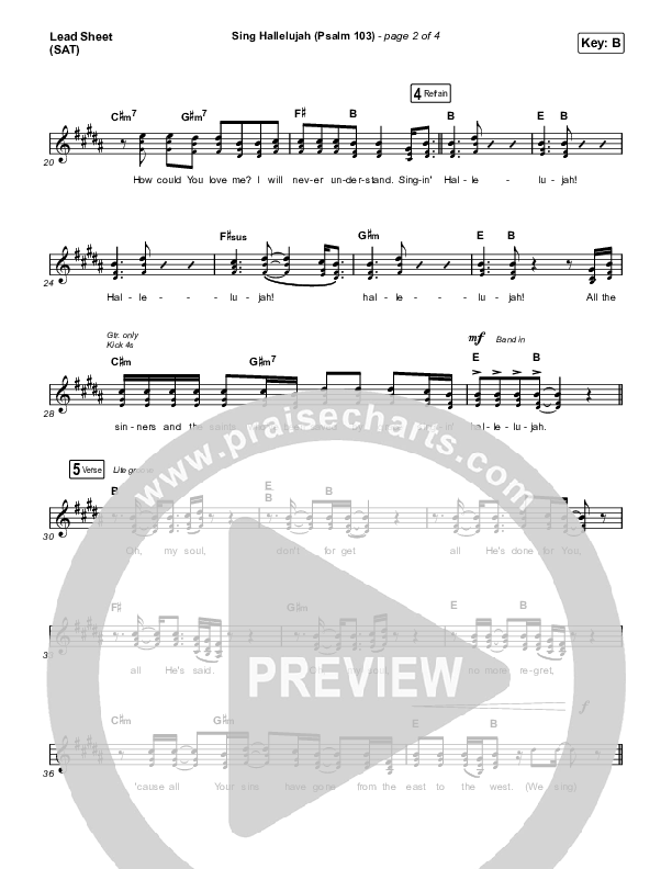 Sing Hallelujah (Psalm 103) Lead Sheet (SAT) (Kingdom Kids / Shane & Shane)