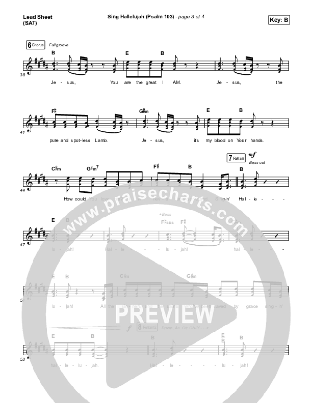 Sing Hallelujah (Psalm 103) Lead Sheet (SAT) (Kingdom Kids / Shane & Shane)