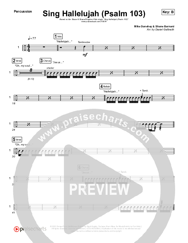 Sing Hallelujah (Psalm 103) Percussion (Kingdom Kids / Shane & Shane)