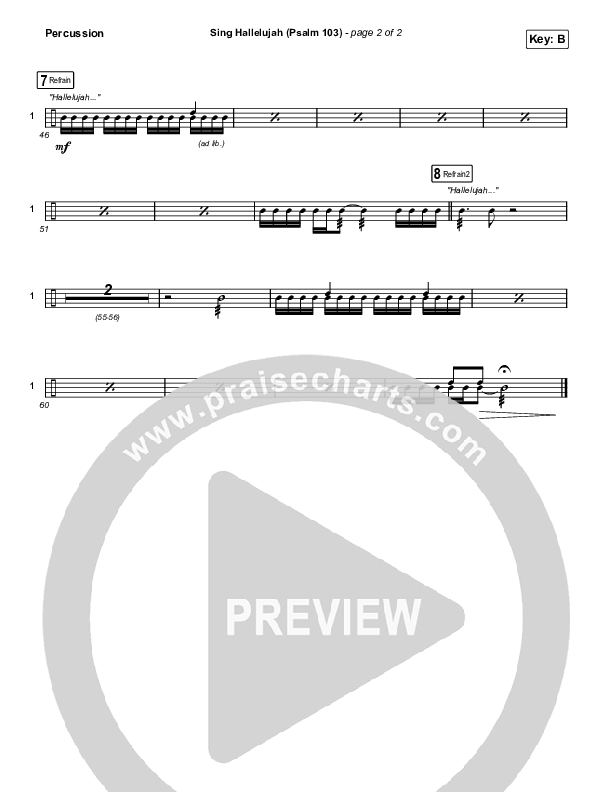 Sing Hallelujah (Psalm 103) Percussion (Kingdom Kids / Shane & Shane)