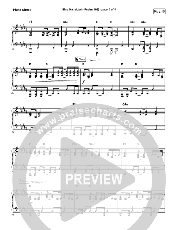 Sing Hallelujah (Psalm 103) Piano Sheet (Kingdom Kids / Shane & Shane)