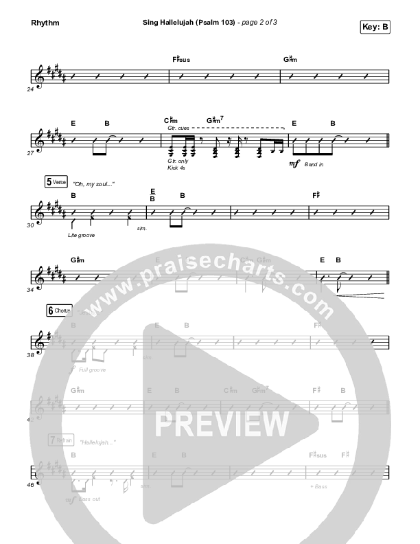 Sing Hallelujah (Psalm 103) Rhythm Chart (Kingdom Kids / Shane & Shane)