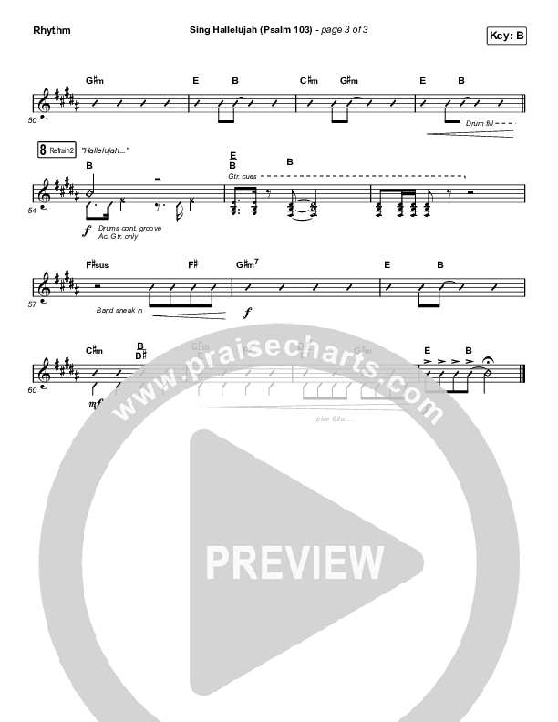 Sing Hallelujah (Psalm 103) Rhythm Chart (Kingdom Kids / Shane & Shane)