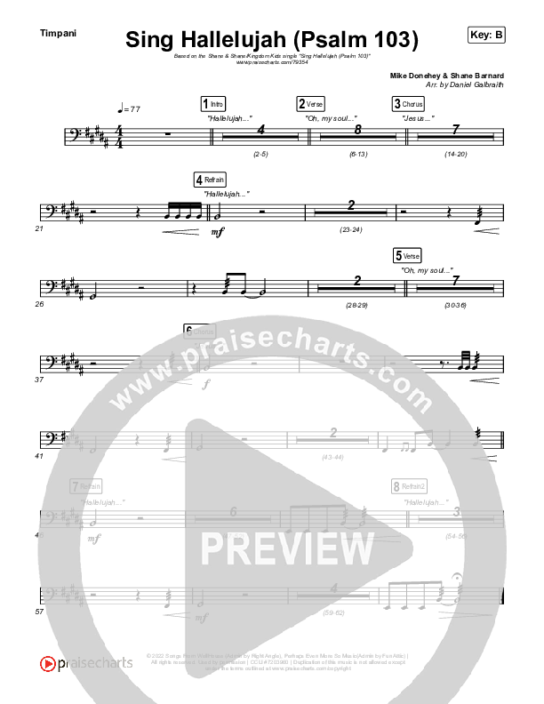 Sing Hallelujah (Psalm 103) Timpani (Kingdom Kids / Shane & Shane)