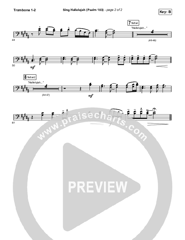 Sing Hallelujah (Psalm 103) Trombone 1/2 (Kingdom Kids / Shane & Shane)