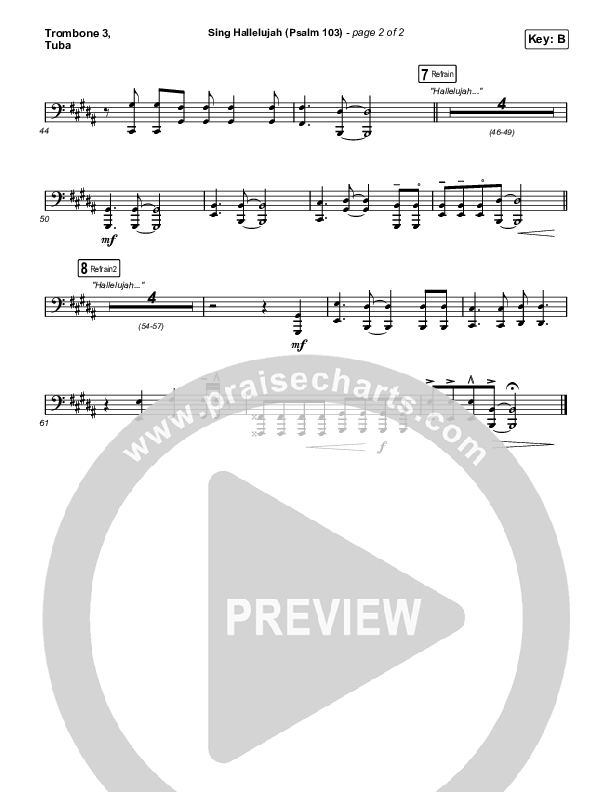 Sing Hallelujah (Psalm 103) Trombone 3/Tuba (Kingdom Kids / Shane & Shane)