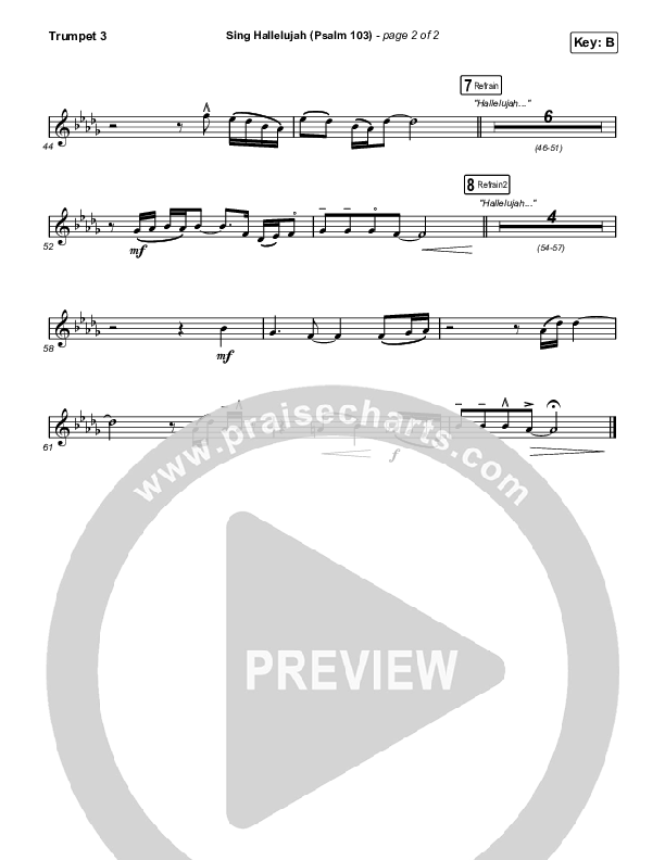 Sing Hallelujah (Psalm 103) Trumpet 3 (Kingdom Kids / Shane & Shane)